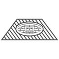 Open sewer manhole icon in flat style. Royalty Free Stock Photo